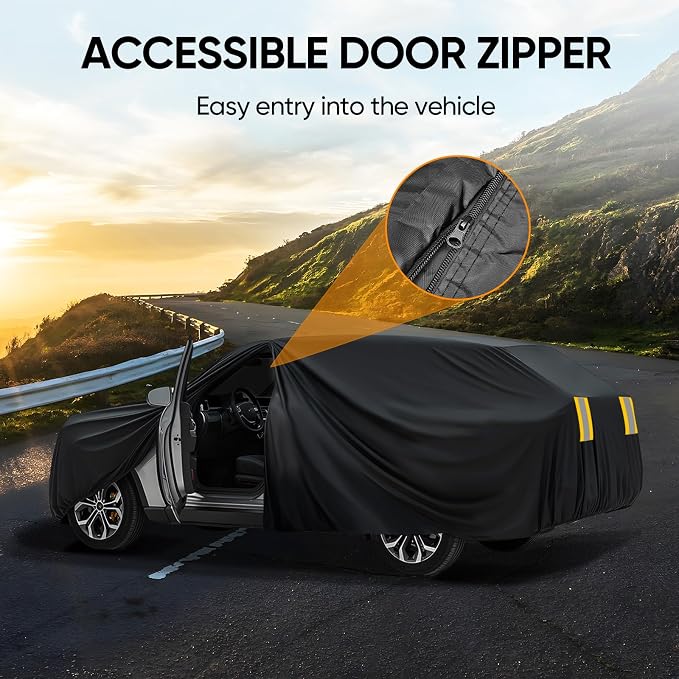 Car Cover Custom Fit for Ford Explorer 2006-2026, Outdoor Waterproof All Weather Heavy Duty Full Exterior Cover for Sun Rain Snow UV Dust Protection with Door Zipper