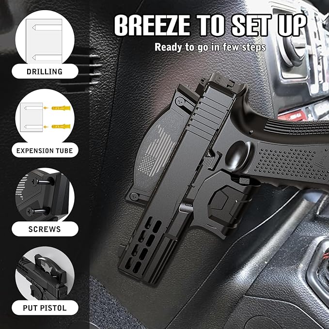 Gun Magnet Mount for Truck Car Vehicle,Magnetic Gun Mount for Pistol Shotgun Revolver with Trigger Guard Protect,Gun Magnet Rate Max 15 LBS Conceal in Desk Safe Wall Easy to Access&Release