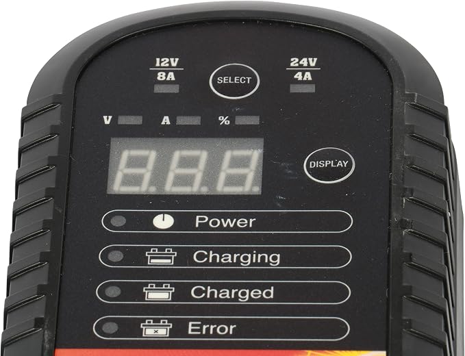 WirthCo 20068 Battery Doctor Black CEC Certified Smart Battery Charger and Maintainer (12V to 24V, 4 Amp to 8 Amp)