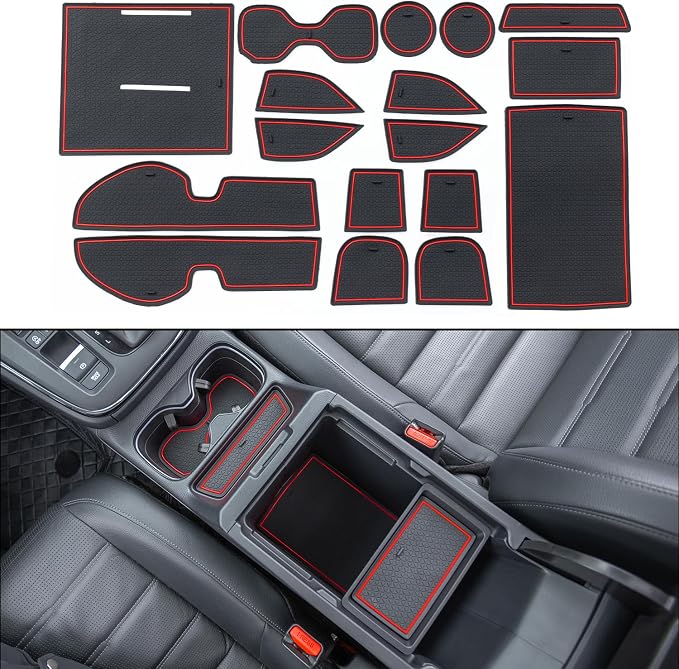 PIMCAR Compatible with 2023 2024 2025 2026 Honda CRV 3PCS Center Console Organizer and CR-V Cup Holder Mat, Door Slot Pad, Coaster Trim, Non-Slip Dust Interior, Custom Rubber Decoration Insert