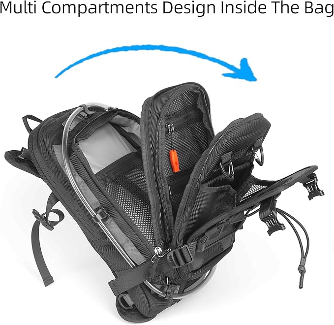 Rhinowalk Motorcycle Tank Bag Backpack Travel Luggage Separate Water Bag Duffel Bag with molle system fits most Adventure and Sport Motorcycle Frames