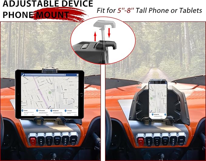UTVXPERT Adjustable Electronic Device Tablet Phone Holder GPS Navigator Bracket Phone Mount with Storage Box for CFMOTO ZForce 950 Sport/HO/EX 2020-2024 Accessories