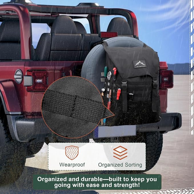 Himal Outdoors Spare Tire Trash Bag, Large Cargo Storage Bag for Wood and Recovery Gear, Durable PVC & Oxford Exterior – Fits Jeep, Truck, SUV & Off-Road