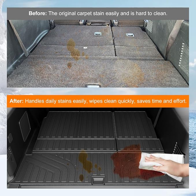 powoq Cargo Mat Compatible with 2003-2017 Ford Expedition Lincoln Navigator Cargo Liner TPE Trunk Mat 3rd Backrest Protector Trunk Liner Replacement for 2003-2017 Ford Expedition Accessories