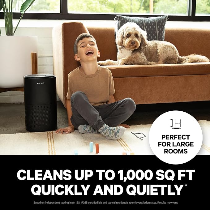 PuroAir 240 HEPA Air Purifier and 2 Filters for Home Large Rooms - Covers Up To 1,000 Sq Ft - Filters Up To 99.9% of Pollutants, Smoke, Pollen, Dust - Quiet HEPA Air Filter - Air Purifiers for Bedroom