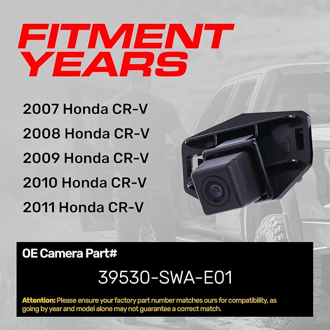 Master Tailgaters Replacement for Honda CR-V (2007-2011) Backup Camera OE Part # 39530-SWA-E01