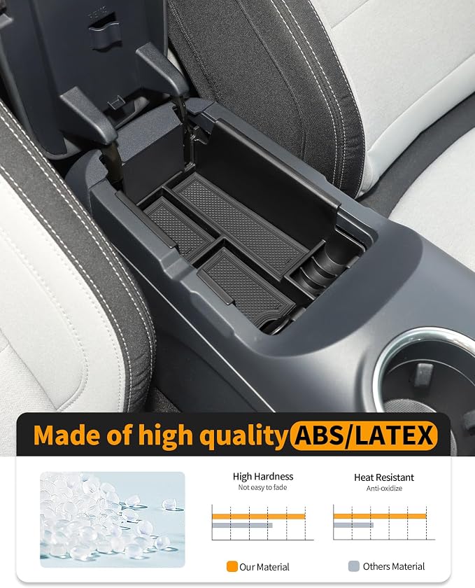 Hoolcar for 2024 2025 2026 Ford Mustang Center Console Organizer Tray for Mustang Armrest Storage Box Insert for EcoBoost/GT/Dark Horse/Premium Door Handle Storage Box + Center Console Tray(2 Pack)