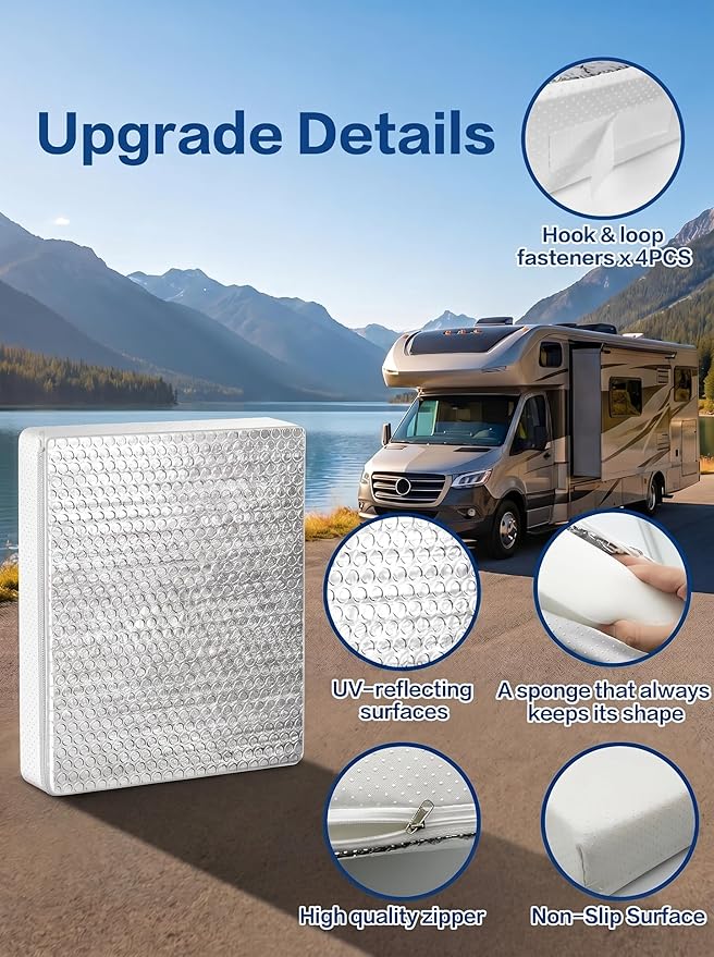 4 Pack RV Vent Insulator and Skylight Cover 14″x14″x3″ with UV Protection Layer Reduce Heat Transfer & Increase A/C Efficiency RV Accessories for Vent Inside Camper Trailer
