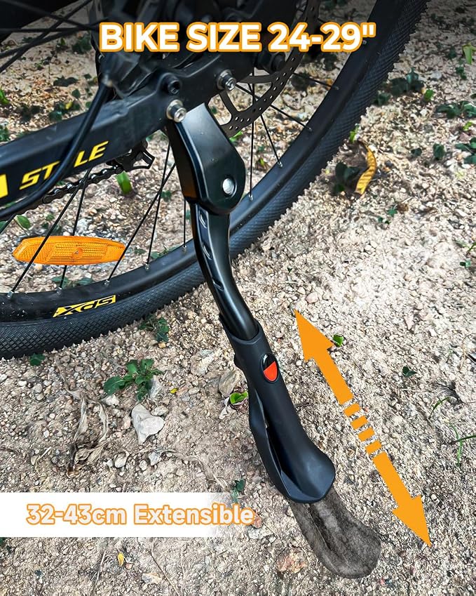 Wakano Heavy Duty Bike Kickstand 24"-29", Max Load 170 LBS, Non-Slip Large Foot with Cleats for Electric Bike, Adult Bike, Mountain Bike, Fat Tire Bike.