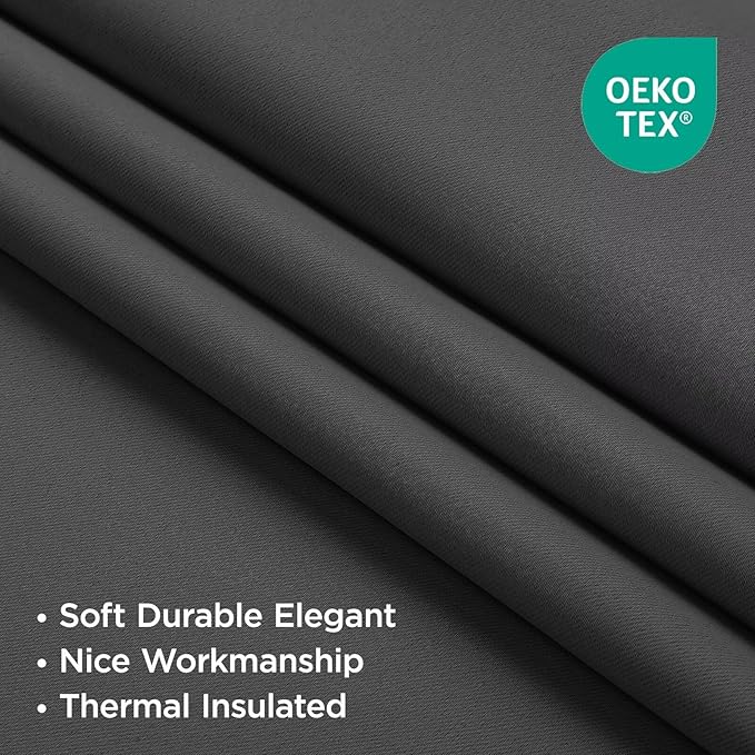 Joydeco 72 Inch Blackout Curtains for Bedroom,Black Out Curtains 72 Inch Long,Grey Curtains with Rod Pocket Back Tab,Noise Reducing Energy Save Wrinkle-Free Drapes,Halloween Window Treatments 2 Panels