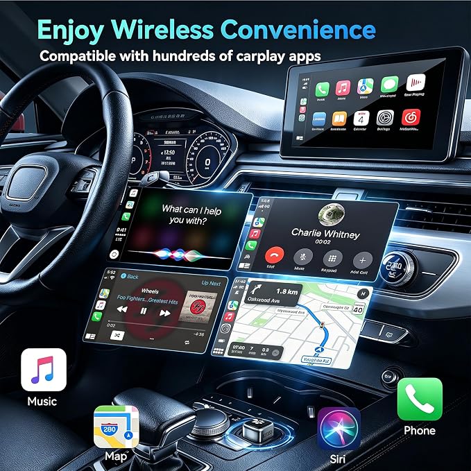 2026 Upgraded Wireless CarPlay Adapter, 2-in-1 Mini CarPlay Adapter for iPhone & Android, 3 Second Auto Stable Connection with Zero Latency, Plug & Play for 2016+ Cars with USB-A/USB-C Ports