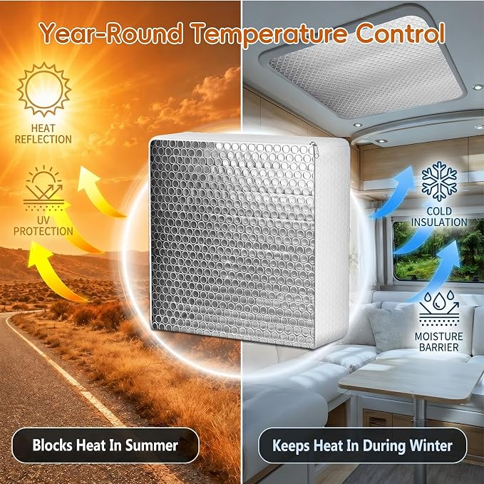 14"x14"x3" RV Vent Insulator and Skylight Cover,Waterproof Universal Camper Roof Vent Plug,Snug Fit Privacy Blackout Shield Heat Blocker,Heavy Duty Trailer Ceiling Draft Stopper for Van Life(1Pack)