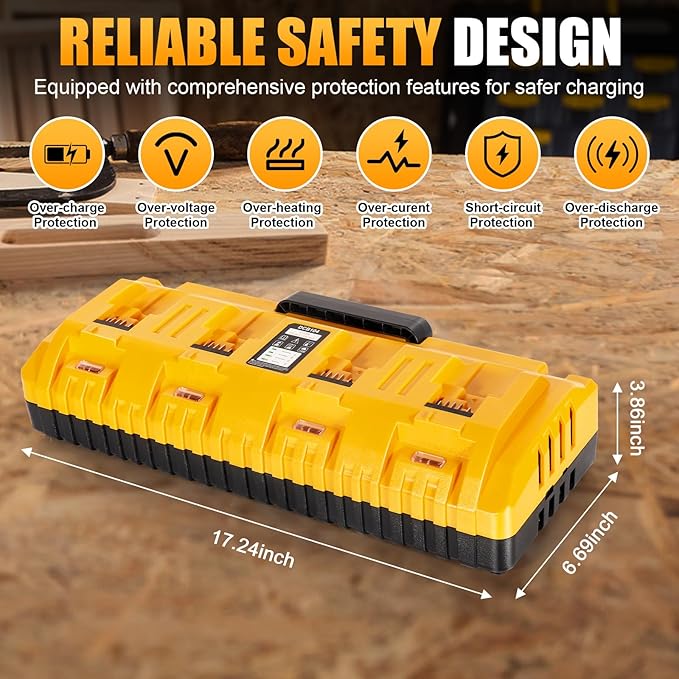 DCB104 Replacement for Dewalt Battery Charger Station, 4 Port Fast Rapid Charging Station with USB and Type-C Ports Compatible with All Dewalt 12V 20V Max Lithium Battery