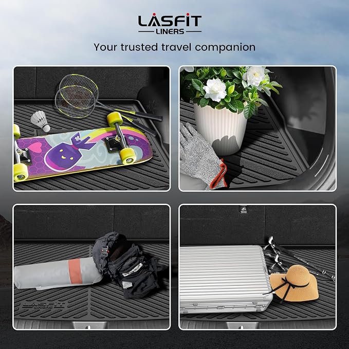 LASFIT Cargo Mat for Kia Seltos 2021-2026 (Only Fit with Cargo Floor in the Lower Position), All Weather TPE Custom Fit Car Trunk Mat Cargo Liners Accessories, Black