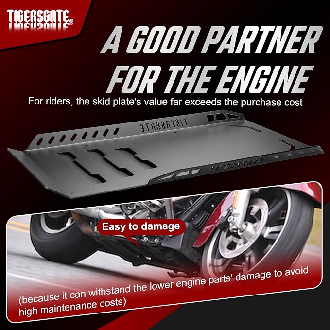 Aluminium Skid Plate Lower Engine Chassis Protection Guard for 2014-2023 Harley Touring Street Electra Road Glide King, Black