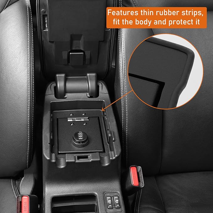 Hooke Road Crosstrek Center Console Safe Lockbox Insert Armrest Storage for 2013-2017 Subaru XV Crosstrek, Heavy Duty Black Steel Password Lock Box Vault
