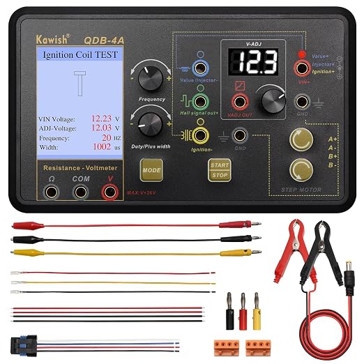 Automotive Ignition Coil Tester, Actuator Testers with Large LCD, All-in-One Spark Plug Tester, Coil Pack & Solenoid Testers, Injector & PWM Signal Generator, Stepper Motor Diagnostic Upgraded QDB3A