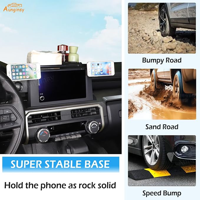 Car Center Console Dash Storage Tray With Magnetic Phone Holder Compatible with Toyota Tacoma 2024+, Dashboard Mobile Phone Mount Storage Box Organizer Tray Insert Accessories, Only Fit 8-inch Screen