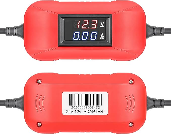 A0281 OBD2 Adapter 24V to 12V for Heavy Diesel Truck, for Launch X431 Easydiag 2.0/3.0/GOLO and Thinkdiag OBD2 Scanner. (Red)