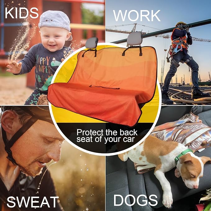 Back Seat Cover for Car Trucks Van SUV Jeep,Waterproof Rear Bench Towel Seat Covers for Dogs and Kids,Automotive Backseat Protector (Orange)