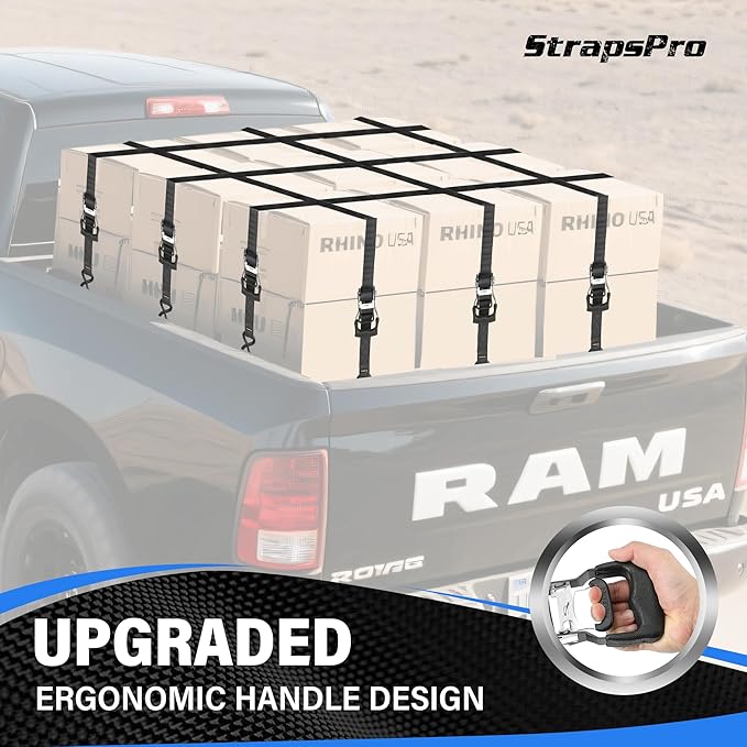 Ratchet Straps, 1'' x 15 FT - 2317 lb Break Strength Tie Down Straps Heavy Duty, 4 Pack Black Cargo Straps Ratcheting with Safety S Hook for Moving Appliances, Motorcycle, Trucks, Kayaks