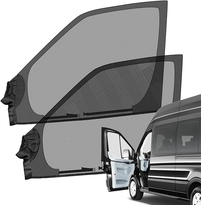 Magnetic Window Screens Customized for Ford Transit MK6 MK7 MK8 MK9 150/250/350/350HD 2000-2025, Front Door Bug Mesh (Pair), Keeps Bugs Out Magnetic Bug Mesh, Easy to Install
