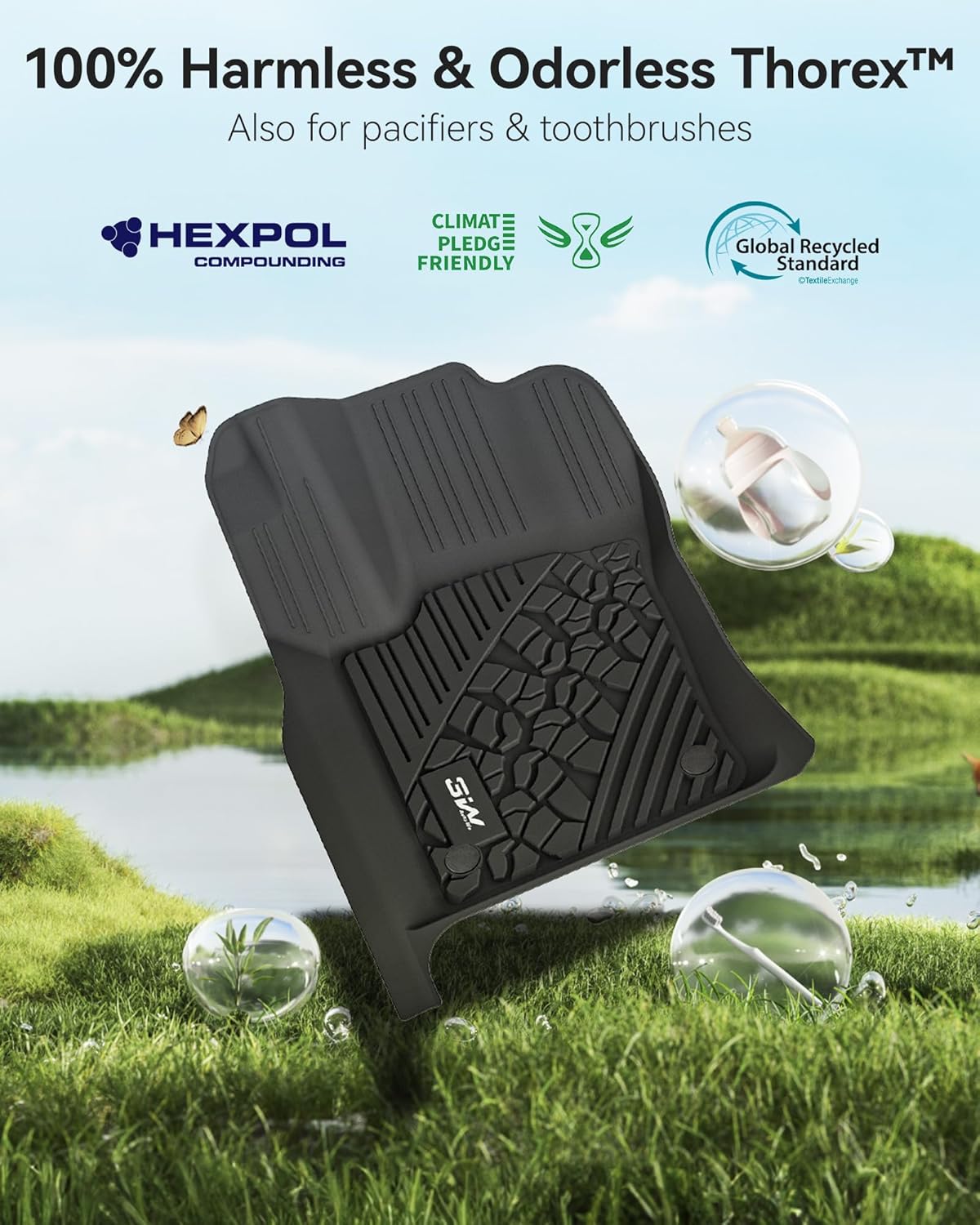 3W Floor Mats & Cargo Liner Fit for Jeep Grand Cherokee 2016-2021/ Grand Cherokee WK 2022 2023 (Non L), TPE All Weather Custom Fit 1st and 2nd Rows Car Mats and Trunk Liner, Black