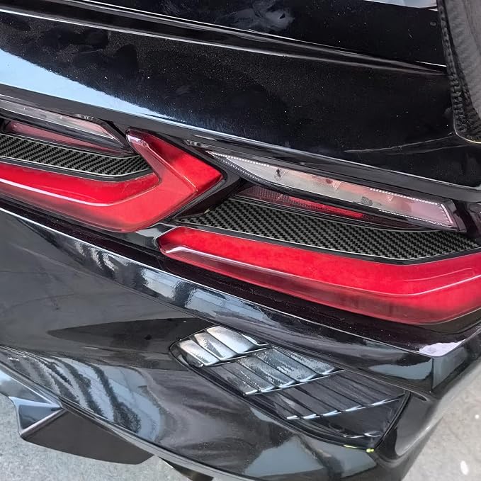 Real Carbon Fiber Tail Light Trim Compatible with Corvette C8 2020-2026, Exterior Decor Sticker Accessories