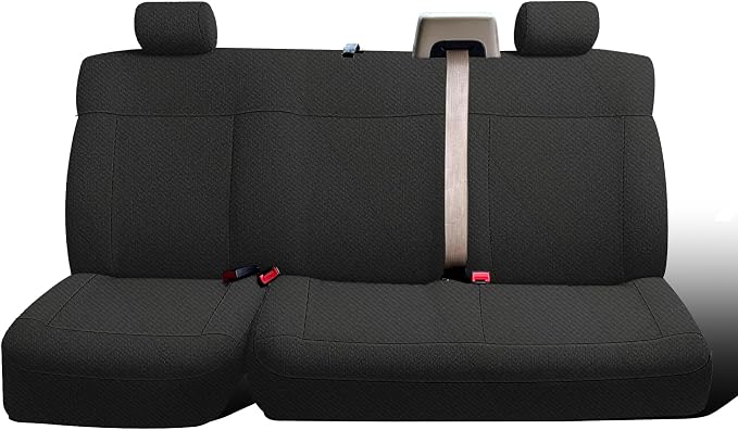 ESMING Heavy-Duty Knitted Fabric Rear Bench Seat Covers for Ford F150 XLT Super Cab 2004 2005 2006 2007 2008, Heavy-Duty Knit Fabric, Easy Install & Cleaning - Black