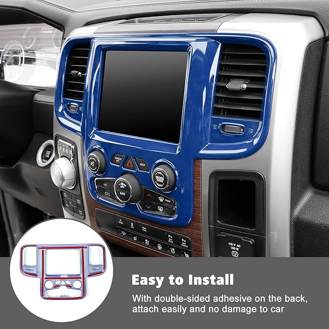RT-TCZ Center Console Navigation GPS Panel Trim Cover Decoration Sticker Interior Accessories for Dodge Ram 2011-2017 (Blue)