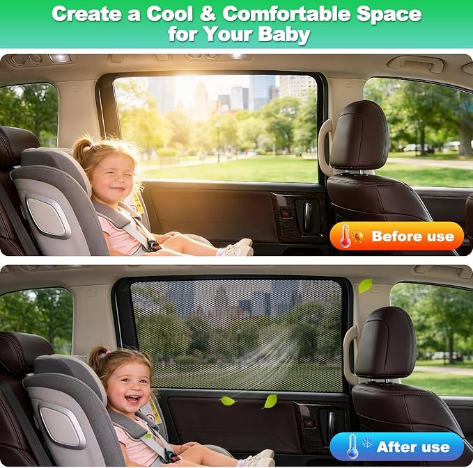 Car Window Shades for 2018-2024 Odyssey - Rear Side Window Sun Shade for Baby, Breathable Mesh Privacy Window Covers, UV Protection & Heat Insulation for Travel, Napping, Camping