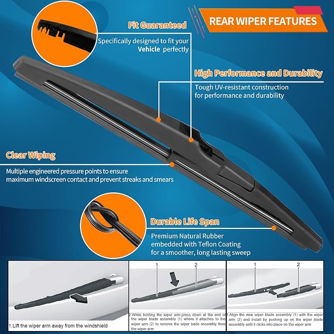 Windshield Wiper Blades for 2024 2025 2026 Chevy Trax - Front & Rear Set, OEM Exact Fit, All-Season Rubber with Premium Aerodynamic Design