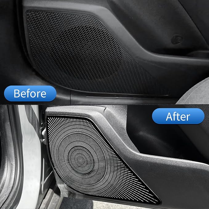 4PCS Stainless Steel Front & Rear Door Speaker Covers Trim Compatible with Kia K4 2025-2026 Accessories (Black)