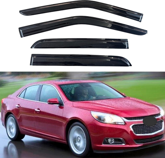 KPY Window Visor Compatible with Chevrolet Chevy Malibu 2013-2015 & Malibu Limited 2016, 4PC Rain Guard Side Window Vent Deflectors Tape-On Mugen Style, 2013 2014 2015 2016