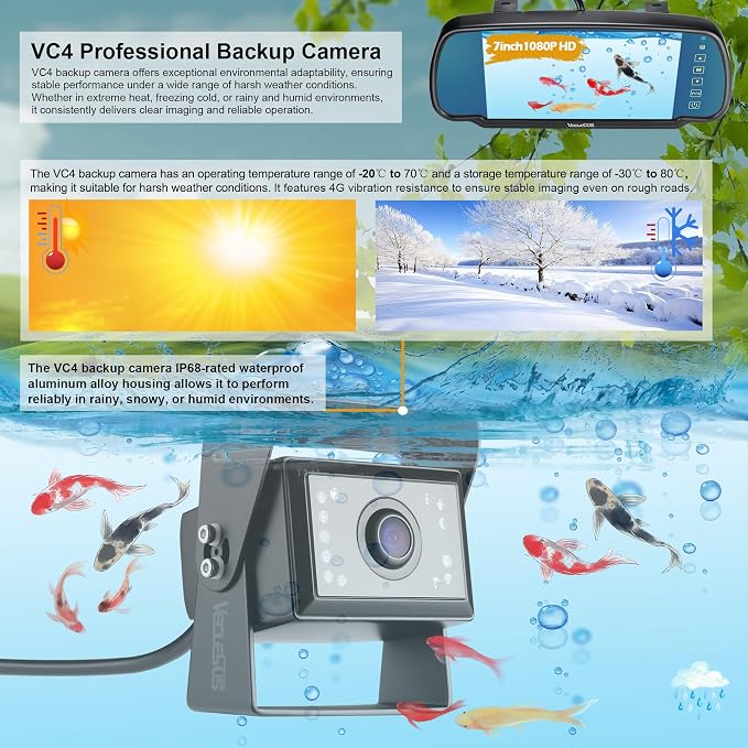 HD Backup Camera VC4 for Truck,RV HD Car Backup Camera with Universal 4 PIN Connector for HD(720P 1080P) Car Rear View System’s Extension or Replacement for VECLESUS VMS VMST VMQD