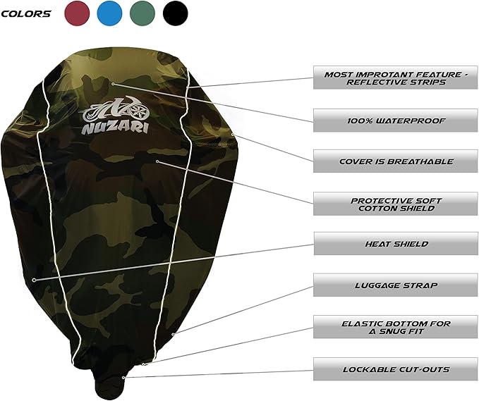 Nuzari Heavy Duty Motorcycle Cover - Motorcycle Covers Waterproof Outdoor Storage - Dirt Bike Covers (Camouflage, Extra Large)