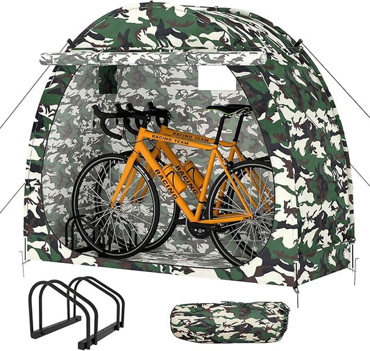 Bike Storage Shed, Bike Tent with Bicycle Racks Outdoor Bicycle Storage Sheds with 210D Oxford 1000ppm Waterproof for 2/3 Bikes, Covers Shelter for Motorcycle, Lawn Mower, Garden Tools