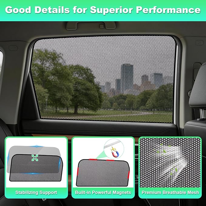 Car Window Shades for 2023-2025 CRV - Rear Side Window Sun Shade for Baby, Breathable Mesh Car Privacy Window Covers, UV Protection and Heat Insulation for Road Trips, Napping, Camping