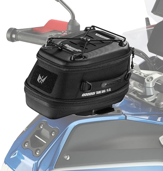 Rhinowalk Motorcycle Tank Bag 5L-6.5L with Strong Magnetic Quick Release Magnetic Tank Bag with Rain Cover fits Harley Davidson, Indian, Honda, Yamaha, Suzuki and More-Black