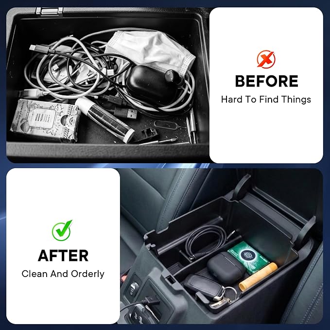 Center Console Organizer Fit for Ford Bronco 2025-2026 | 2PCS full size center console organizer tray, fit for 4-Door, armrest storage box set, anti-slip interior accessory