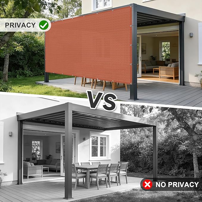 Cool Area Sun Shade Cloth with Grommets 6×13 FT Shade Panel Shade Tarp Screen Fabic for Outdoor Patio Pergola Cover Deck Garden, Terra Red (Customized)