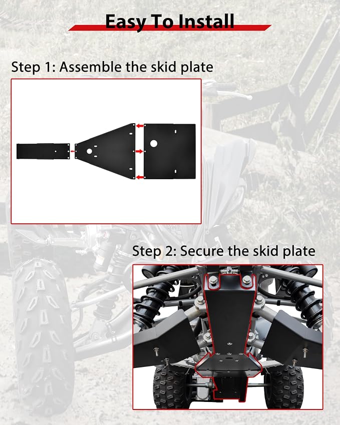 Aluminum Chassis Glide & Swing Arm Skid Plate Guard Protector Kit for Yamaha Raptor 700 700R 2006-2025 Accessories, Black Combined Full Chassis Skid Plate