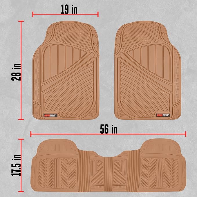 Motor Trend FlexTough™ Baseline Rubber Car Floor Mats with Trunk Mat Cargo Liner, Front & Rear Combo Set fits Most Car SUV Van Coupe Sedan, Heavy Duty All Weather Trim to Fit