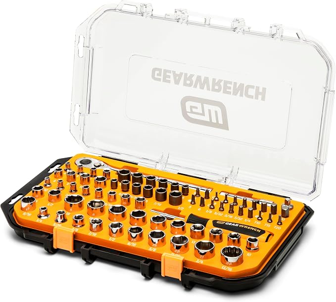 GEARWRENCH 75 Piece 1/4” & 3/8” Drive 72-Tooth 6 Point SAE/MM Mechanics Hand Tool Set | GW38CBMTS75