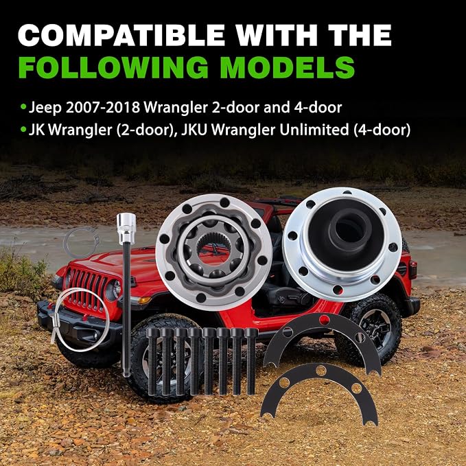 1744014 CV Joint Kit Compatible with Jeep 2007-2018 Wrangler 2-door and 4-door, JK Wrangler (2-door), JKU Wrangler Unlimited (4-door)
