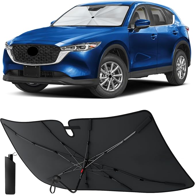 EcoNour Foldable Windshield Sun Shade & Window Tint Fit for 2017-2024 2025 2026 Mazda CX-5 Sunshade, Front Car Window Shades Sun Visor, UV Protection, Heat Blocker, Car Accessories