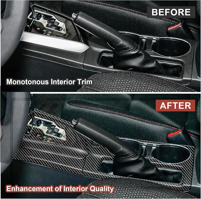 Carbon Fiber Center Console Gear Shift Panel Cover Cup Holder Panel Cover Compatible with Toyota Corolla Sedan 2014–2019
