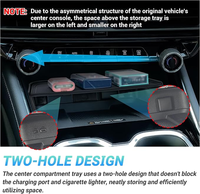 Center Console Organizer Compatible with 2024-2026 Chevy Traverse Interior Accessories, Divider Compartment Tray and Center Console Bottom Storage Box; Not fit for 2024 Chevy Traverse Limited