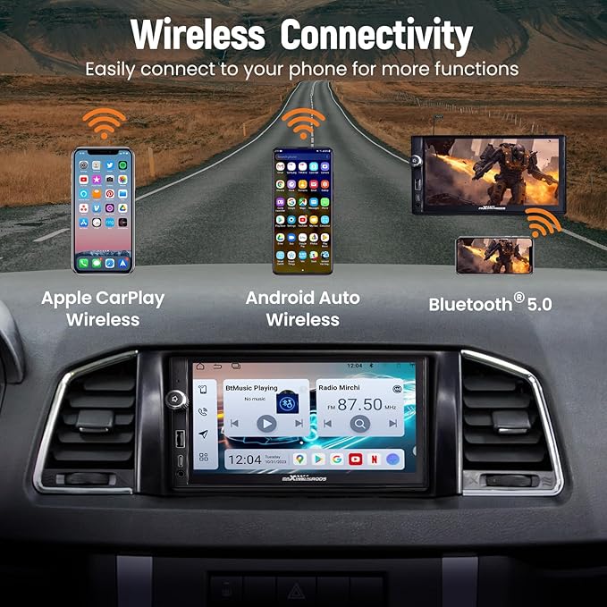 maXpeedingrods 7” Double Din Car Stereo with Apple CarPlay & Android Auto, with Android 13 System and in-Dash GPS Navigation with Type C Charging 2G+32G ROM
