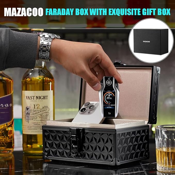 Faraday Signal Blocking Box for Car Key Fob, Keyless Entry Car Key Fob Protector Shielding Cage (3D Silver)